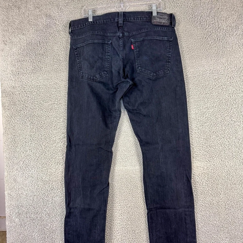 Levis 511 Jeans Mens 36 Black‎ Slim Fit Stretch Charcoal Denim Zip Fly 36x35